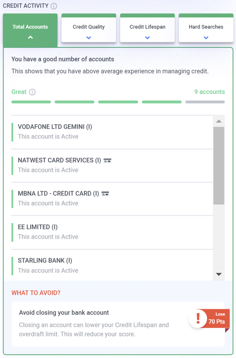 Credit Activity Database 24-Factor Credit Check: Credit Activity | Check.co.uk - See the ...
